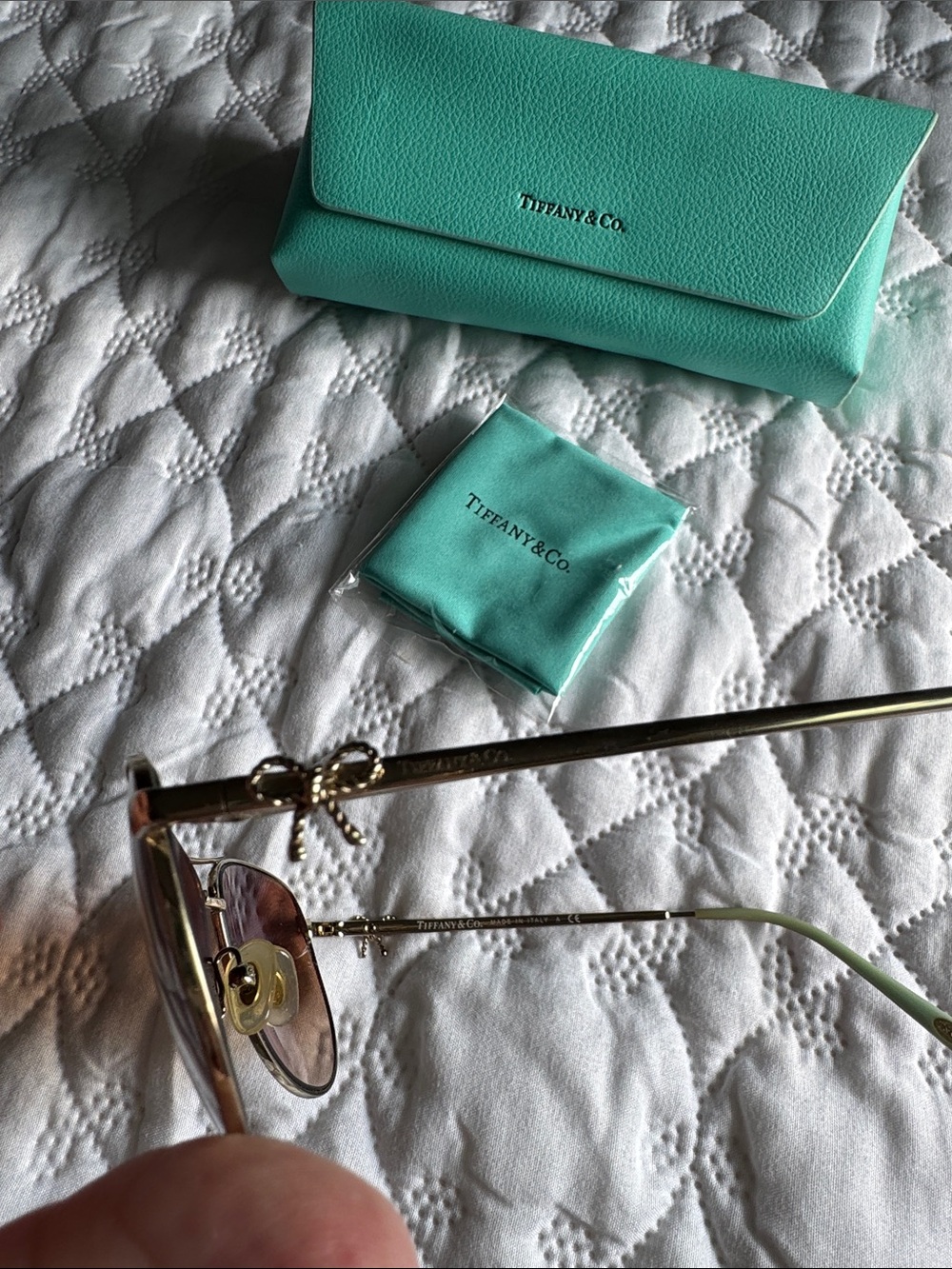 Tiffany & Co. Women's Gold Frame Sunglasses with Brown Gradient Lenses - Picture 5 of 8